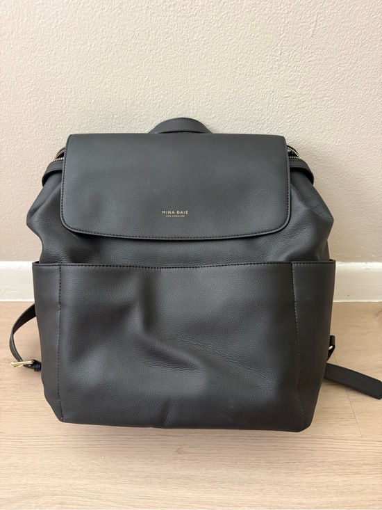 Mina Baie Handbags - Mina Baie Black Vegan Leather Baby Backpack
